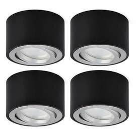 KYOTECH LED Surface-Mounted Spotlight, Flat, 230 V, Swivelling, Diameter 80 x 50 mm, Downlight, Surface-Mounted, Including 5 W LED Module, Ceiling Light, Surface-Mounted, Warm White, 3000 K, 400