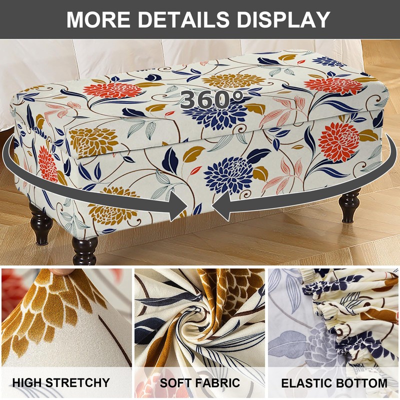Eco-Ancheng Storage Ottoman Cover Rectangle Ottoman Slipcover Folding Storage Bench