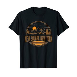 Vintage New Square, New York Mountain Hiking Souvenir Print T-Shirt