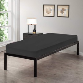 Gilbins College Dorm 100% Jersey Knit Cotton Twin Extra Long Sheets (Fitted, Black)