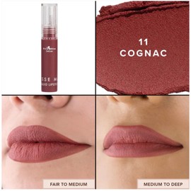 Italia Deluxe Pick 1 Mousse Matte Liquid Lipstick Comfortable Velvet Finish & Zipper Bag (190-11 : COGNAC, Full Size)