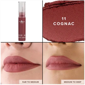 Italia Deluxe Pick 1 Mousse Matte Liquid Lipstick Comfortable Velvet Finish & Zipper Bag (190-11 : COGNAC, Full Size)