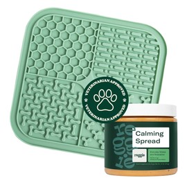 Reggie Calming Spread for Dogs with L-Theanine & Melatonin + Mint Green Lick Mat | Natural Peanut Butter Dog Anxiety Relief Bundle for Separation Anxiety, Thunderstorms, Travel & Stress | 30 Servings