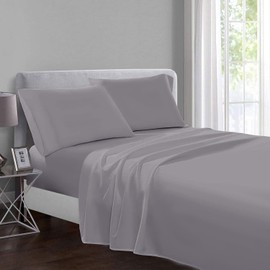Yorkshire Bedding Single Flat Sheet 100% Egyptian Cotton 200 Thread Count Breathable and Fade Resistant Hotel Quality Grey Bed Sheets (175 cm x 275 cm)