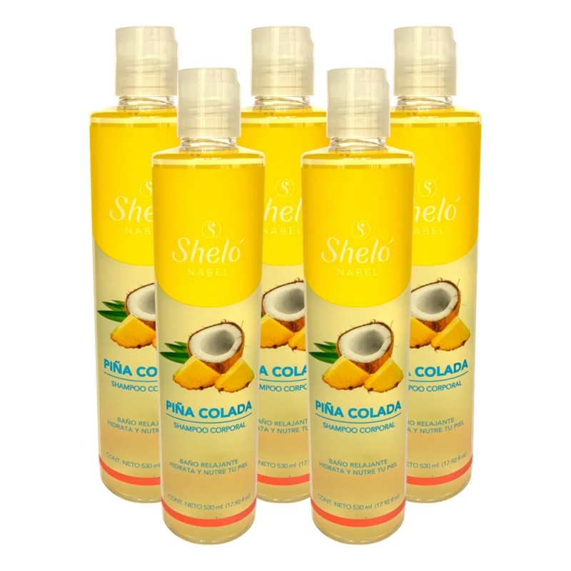 Piña Colada Shampoo Corporal Shelo Nabel® 530ml. 5 Piezas