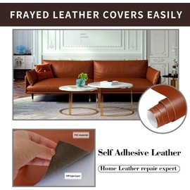 Lifeshoon Leather Repair Patch, 17X79 inch Self Adhesive Leather Repair, Large Leather Repair Tape for Couches, Furniture, Car Seats, Cabinets, Wall, Handbags （Light Brown, 17X79 inch）