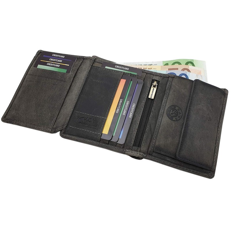 myledershop Buffalo Full Leather Biker Wallet with Metal Chain with