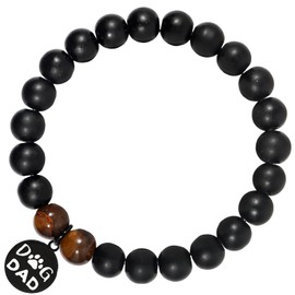 Memorial Gifts Bracelet for Pet, Dog Dad Black Bead Charm Bracelet, Pet Lover Anniversary Birthday Bracelet Jewelry for Women Men