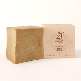 Zaman Sense Premium Aleppo Soap 100% Olive Oil - Handmade, Naturally Matured, Unperfumed - Vegan Natural Soap without Fragrances & Additives - 200 g - for Face, Body & Hair