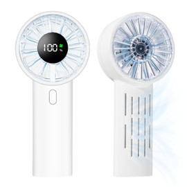 Handy Fan Cooling Plate LED Display Portable Fan Handheld Fan (White)
