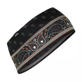 Zan® Headband SportFlex® Series Black & Orange Classic Bandana