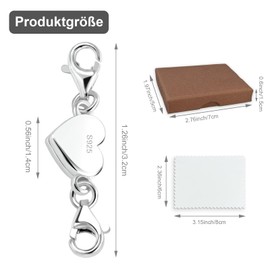 GYHWOFUL Love Magnetic Clasp Chain, Chain Extension Sterling Silver 925, Magnetic Chain Clasp Silver for Bracelets, DIY Jewellery Making Accessories, Necklace, Extension Chain