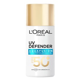 L'Oréal Paris UV Defender Aquafusion Protector Solar Diario FPS50+, Protector Solar Aqua-Gel, Previene Manchas Solares y Arrugas, Absorción Rápida en 3 Segundos, 50ml