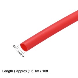 sourcing map Heat Shrink Tubing 2.5mm Dia 2:1 Heat Shrink Tube Wrap Cable Sleeve 3.1m Red