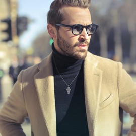 HUKKUN Sterling Silver Orthodox Cross Necklace Crucifix Necklace for Men Orthodox Jewellery for Men, Sterling Silver