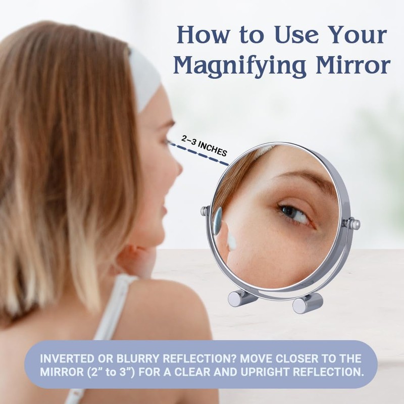 Small 15X Magnifying Tabletop Mirror for Makeup - Double Sided