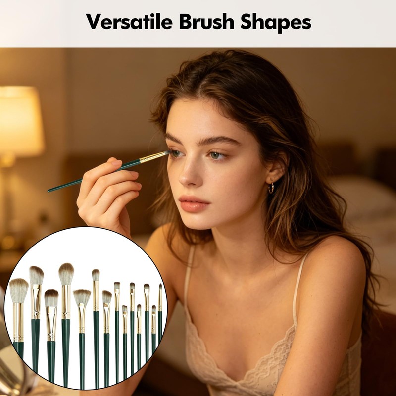 Lunhoo 14 Pcs Makeup Brush Set, Eyeshadow and Face Makeup