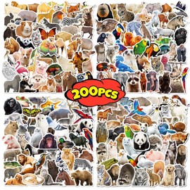 Jungle Realistic Animal Stickers 200 Pack Laptop Stickers,Animal Vinyl Waterproof Stickers for Water Bottles Skateboard Scrapbook Bike Computer,Phone,-Graffiti Stickers Pack for Teens Girls Kids