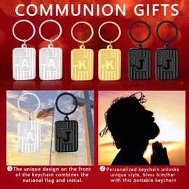 Miss Chipmunk Initial A-Z Keychain Gifts for Men,Letter American Flag Keychain,Graduation Easter Gifts for Mens(Black J)