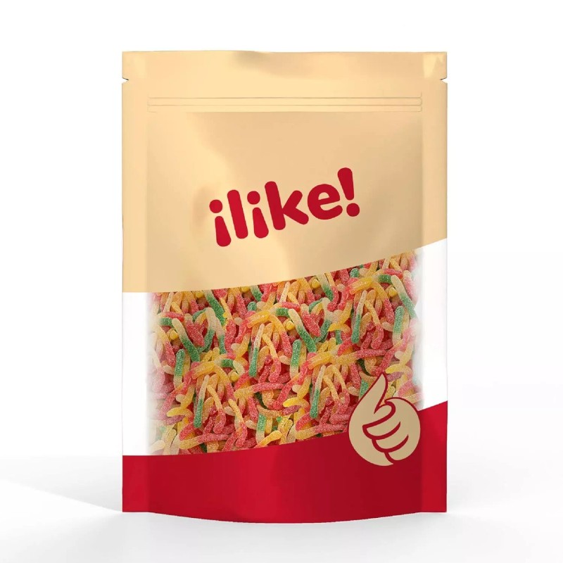iLike! Sour Gummy Worms Candy, Assorted Fruit Flavors, 2-Pound Bag