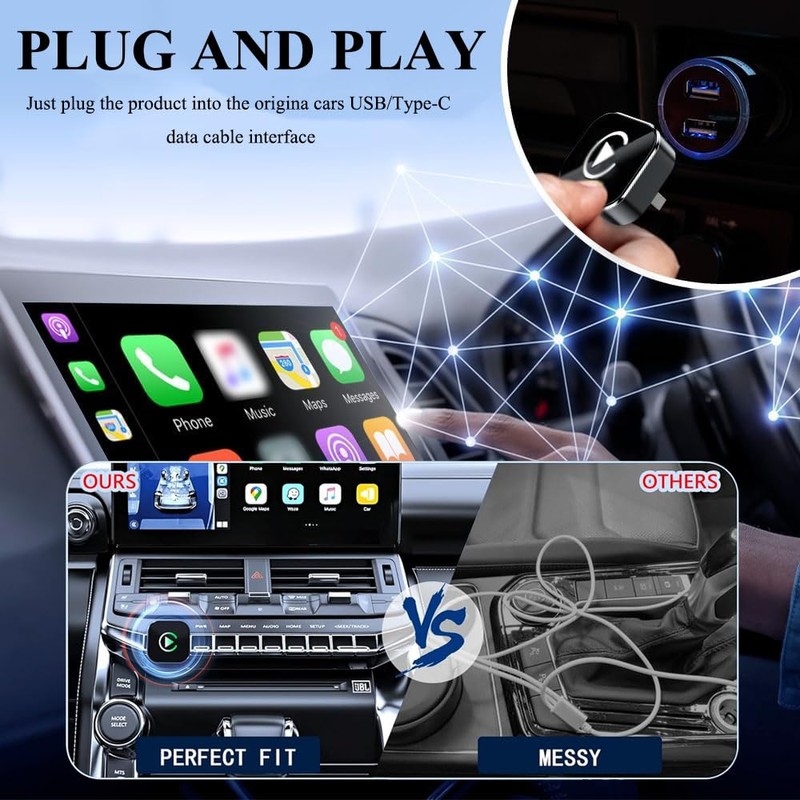 YiYunTE 2 in 1 Wireless Carplay Adapters & Android Auto