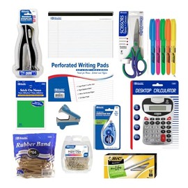 MWSC School Kits Office or Home Desk Supplies Starter Kit | Teacher's Desk Starter Kit | 27 Piece Bundle