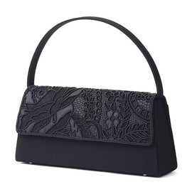 Paris Partner 7302 Black Formal Bag, Hand Embroidered, Flowers, Beads: Women's Bag, Black, Mourning Clothes, Ceremonies, Funerals, Memorial Services, Weddings, School Entrance Ceremonies, Graduation