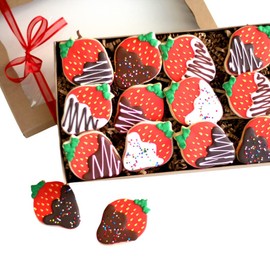 1 Dz. Chocolate Covered Strawberry Cookie Gift Box Set! Spring, Summer, Valentine's Day, Thinking of You Cookies!
