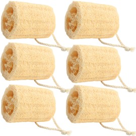 Roellgs 6PCS Natural Loofah Sponge, Natural Dishwashing Sponges Luffa Sponge Scourers Bath Scrub Sponge, Washing Up Sponges Loofah Dish Sponge for Kitchen Cleaning/Shower Scrubbing/DIY Making