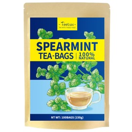 TeeLux Spearmint Tea Bags 100 Count, 100% Pure Spearmint Leaf, Refreshing, Caffeine Free, Natural Herbal Tea, Biodegradable Tea Bags