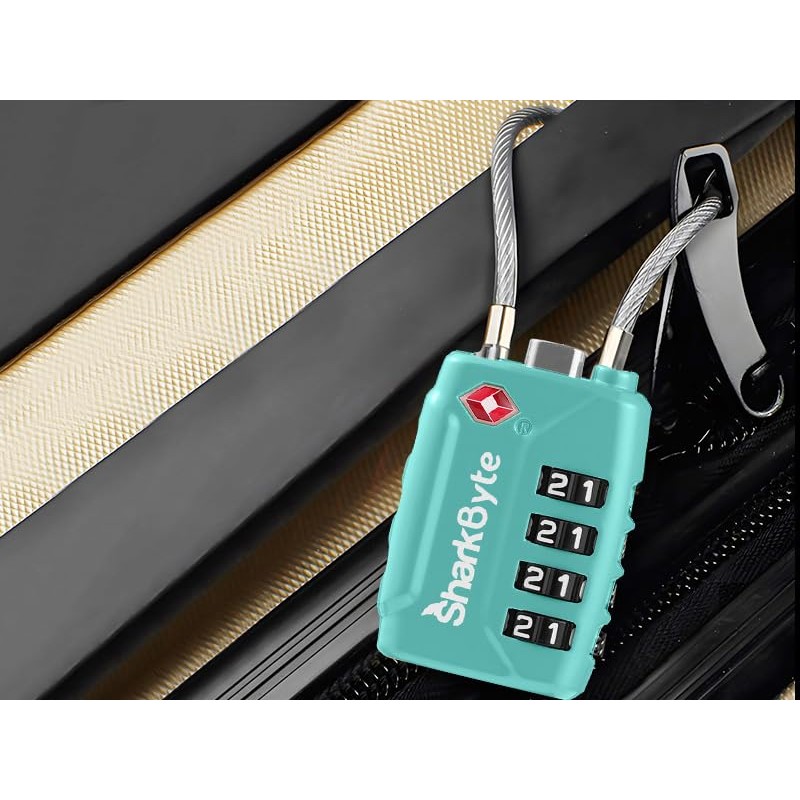 SharkByte TSA Approved Suitcase Locks - 4-Dial Security Travel Combination