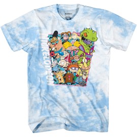 Nickelodeon Men's Tie-Dye 90's Cartoon Character Poster Design T-Shirt (Large)