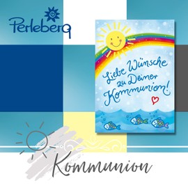Perleberg Communion Cards Set with Envelope 11.6 x 16.6 cm - 3 High-Quality Communion Greeting Cards - Random Motif - Communion Card for Girls and Boys - Ideal for Money Gifts