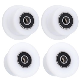 sourcing map 4 Pack Nylon Machined Wheels/Rollers Gym Replacement Wheels Fits for Total Gym Accessories Part with Bearings Through Hole of 5/16" in Diameter, White