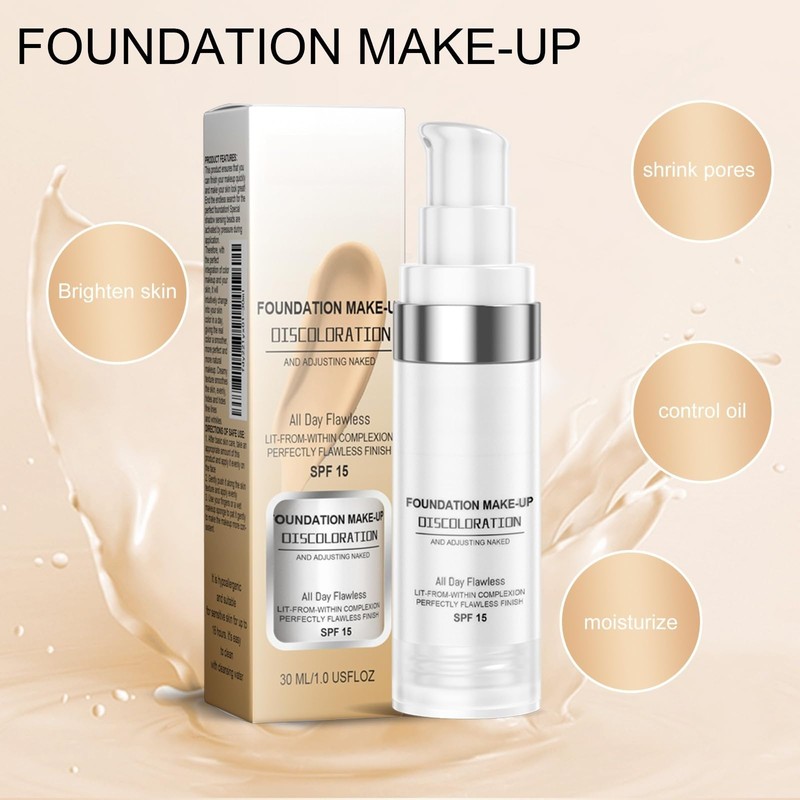 Foundation Color Changing,Flawless Colour Changing Warm Skin Tone Foundation,Liquid Foundation,Founda-tion