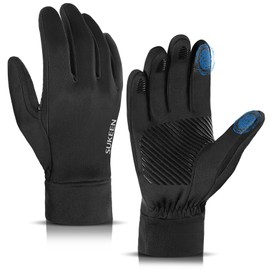 Sukeen Winter Warm Gloves Men Women,Running Gloves Cycling Gloves Touch Screen Gloves Warm Liners Gloves Anti-slip Thermal Gloves Soft Black Gloves for Football Riding Driving Hiking Working Outdoor