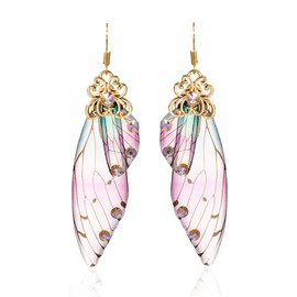 BELLA-Bee Butterfly Wing Drop Dangle Earrings Gold Plated Crystal Rhinestone for women wedding Jewelry (Color mixing- GD A(B))…