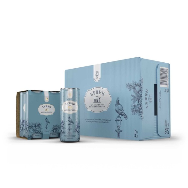 Lyre's G&T - Non Alcoholic Spirits | Case of 24 | Ready To Drink Cocktails | Gin & Tonic | Premium | 8.5 Fl Oz x 24
