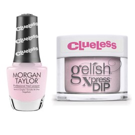 Gelish Clueless "Highly Selective " Duo - Includes Dip Powder and Lacquer- Light Pink Metallic