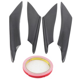 Front Bumper Lip Splitter, Fin Canards Body Spoiler Kit, 4pcs Universal Car Body Spoiler Front Bumper Lip Splitter Fins Trim (Water Transfer Carbon)