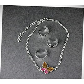 Silver Butterfly Anklet Toe Ring 4-Pc Set Adjustable Ankle Bracelet Sparkly Statement Chunky Rhinestone Crystal Bangle Fashion Jewelry Bracelet For Women