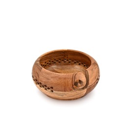 Kimona Yarn Bowl Acacia Wood Crochet Bowl Yarn Storage Holder Perfect Christmas Gifts for Women (6" X 6" X 3'')