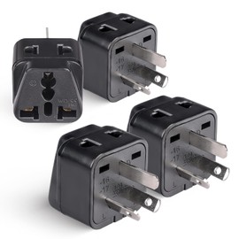 Orei 2 in 1 USA to Australia/China Adapter Plug (Type I) - 4 Pack, Black