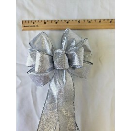 Dogwood Farm Market Small 5-6" Hand Made Metallic Silver Wired Christmas Bow - Wreath