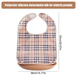 CutitiUU Adult Bib Adult The Eldly Bib Washable Dining Bibs for Elderly Waterproof Adult Eating Bib Reusable Dirty-proof Apron with Pocket for Elderly Senior, Adult 53cm*36cm (Khaki)