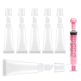 uadbau uadbau 6PCS Empty Lip Gloss Tubes - 8ml Clear Lip Balm Tubes with 5ml Syringes - Refillable Squeeze Tubes for Lip Gloss - Mini Cosmetic Soft Tubes for DIY Lip Gloss and Travel Toiletries