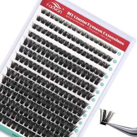 FADVAN Cluster Eyelash Extensions 280 Pieces Curl D Eyelashes Individual False Eyelashes Professional Natural Bouquet Cluster Eyelashes DIY (80D-0.07D, Blend 8-16mm)