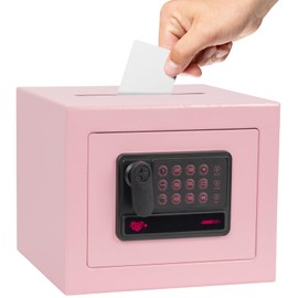 ISLANDSAFE Electronic Deposit Drop Small Safe Box for Kid Money Coin Home Office Hotel Rooms Business Jewelry (Light Pink)