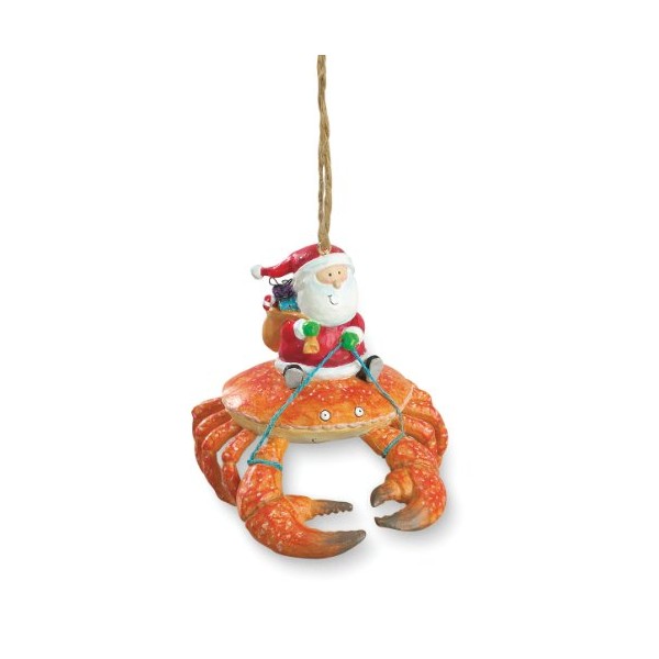 Cape Shore Beach Santa Riding Crab Claw Tiki Christmas Ornament