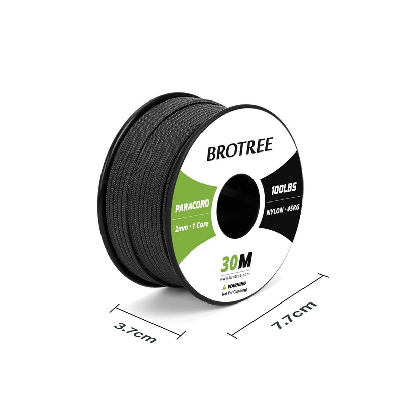 BROTREE Paracord 2mm 30M 100% Nylon Rope 1 Strand Parachute